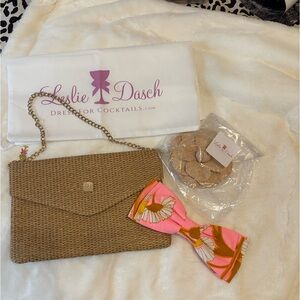 Dress for Cocktails Limited Edition Straw Clutch Bag & Two Adorments